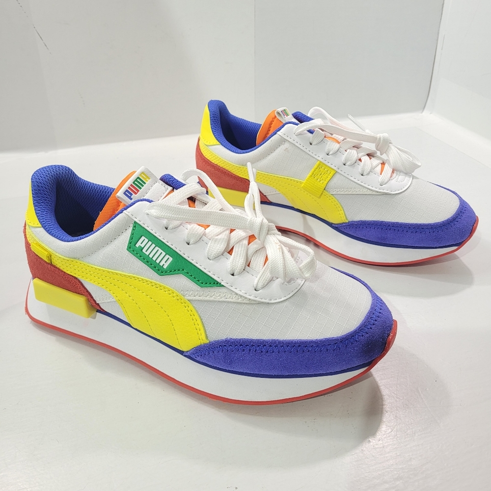 PUMA FUTURE RIDER PLAY ON JR SNEAKER SIZE 4C WHITE  MULTI 372349-10